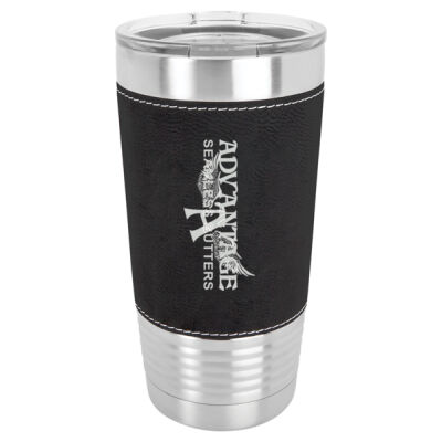 Advantage Seamless Gutters - 20 oz. Laserable Leatherette Polar Camel Tumbler with Clear Lid Thumbnail