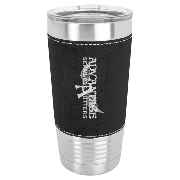 Advantage Seamless Gutters - 20 oz. Laserable Leatherette Polar Camel Tumbler with Clear Lid Thumbnail